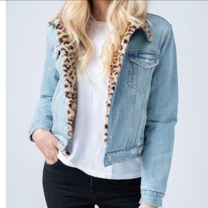 Re/Done leopard lined jean jacket women xs excllnt consider